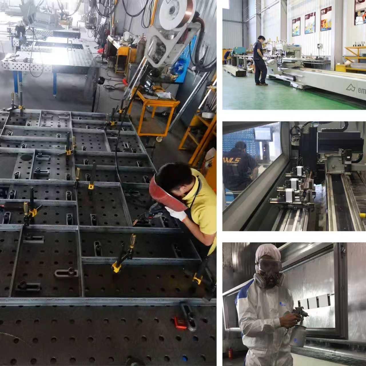 WLS workshop collage showing fabrication, profile machining and controlled spray finishing